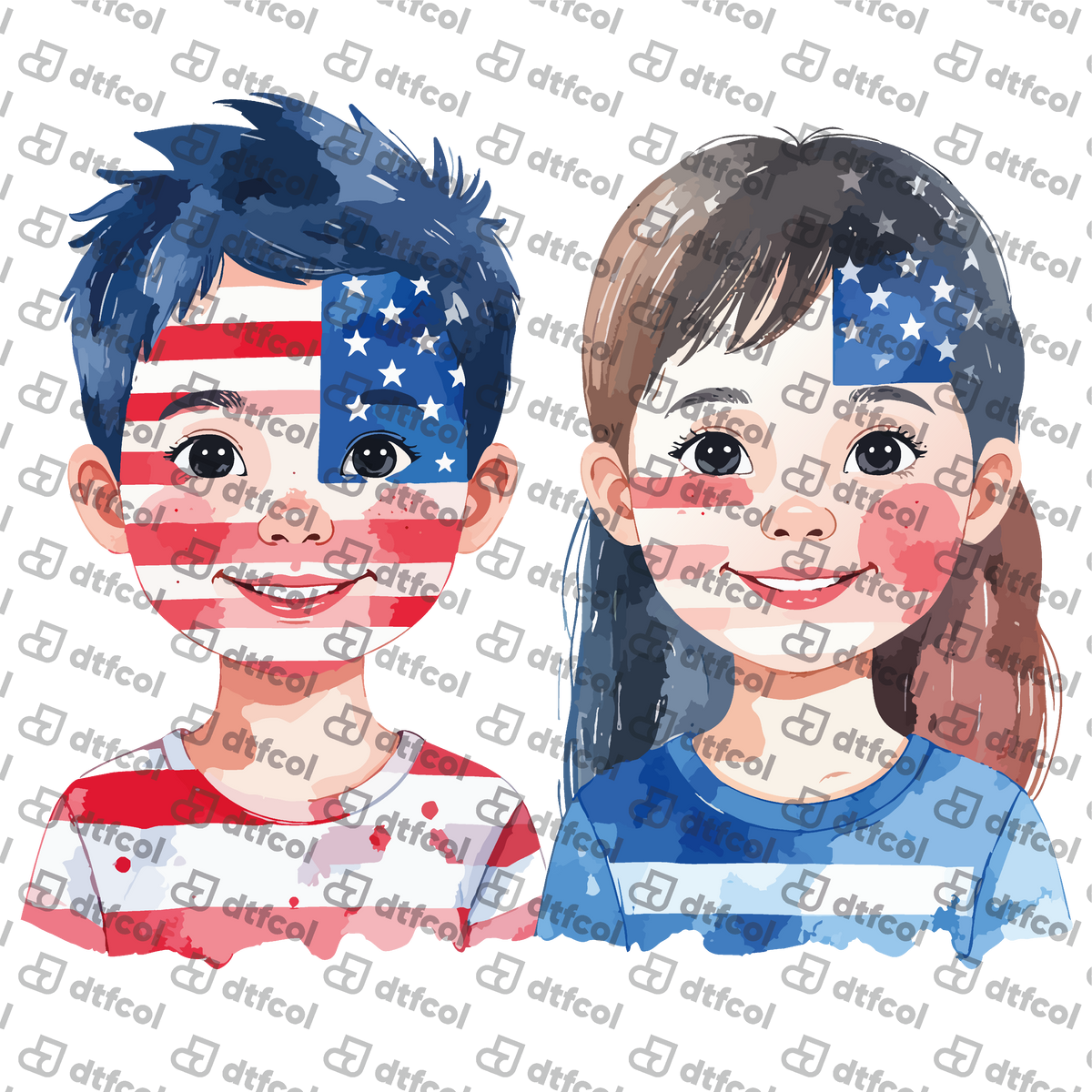4th of July - Watercolor Patriotic Kids