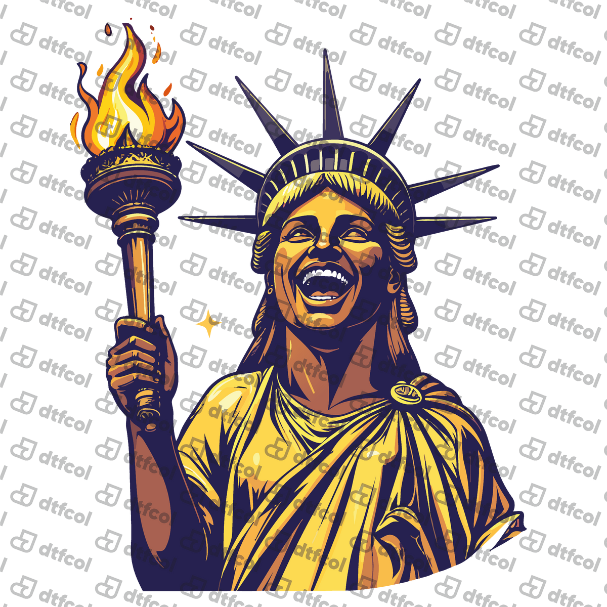 4th of July - Radiant Golden Statue of Liberty